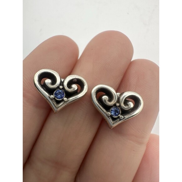 Brighton Alcazar Heart Mini Post Blue Crystal Earrings - Picture 2 of 4